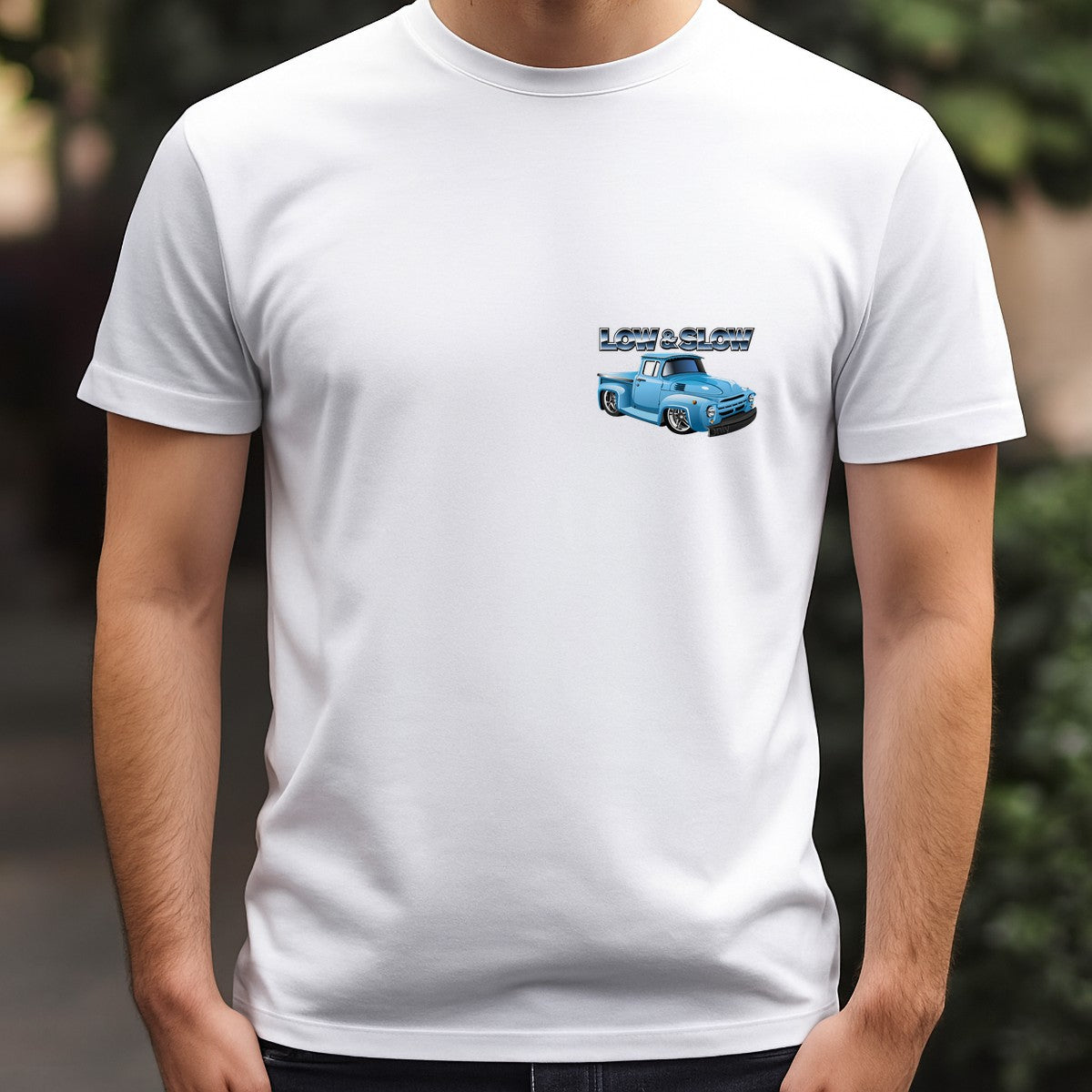 DTF Transfer Low & Slow Slammed Blue Pickup Truck Graphic for T Shirts Hoodies and Garage Apparel - 5