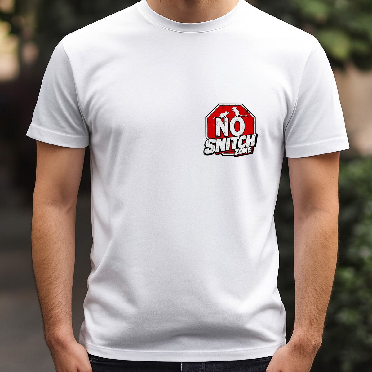 Funny Graphic Transfer No Snitch Zone Rat Sign Distressed Red Stop Sign Design for T Shirts Hoodies and Streetwear - 5