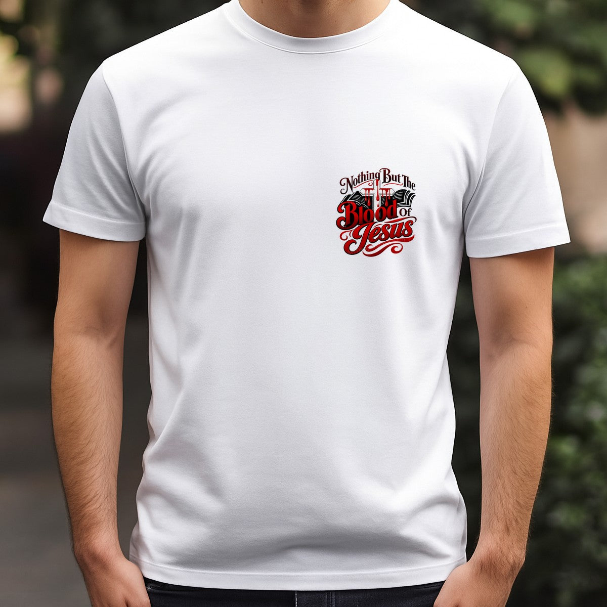 Christian Heat Transfer Nothing But The Blood of Jesus Cross Graphic for T Shirts Hoodies and Christian Apparel - 5