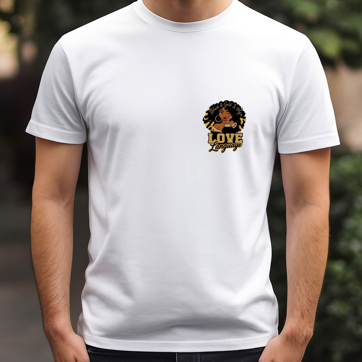DTF Heat Transfer Black & Gold Is My Love Language Afro Woman Graphic for T Shirts Hoodies and Tote Bags - 5