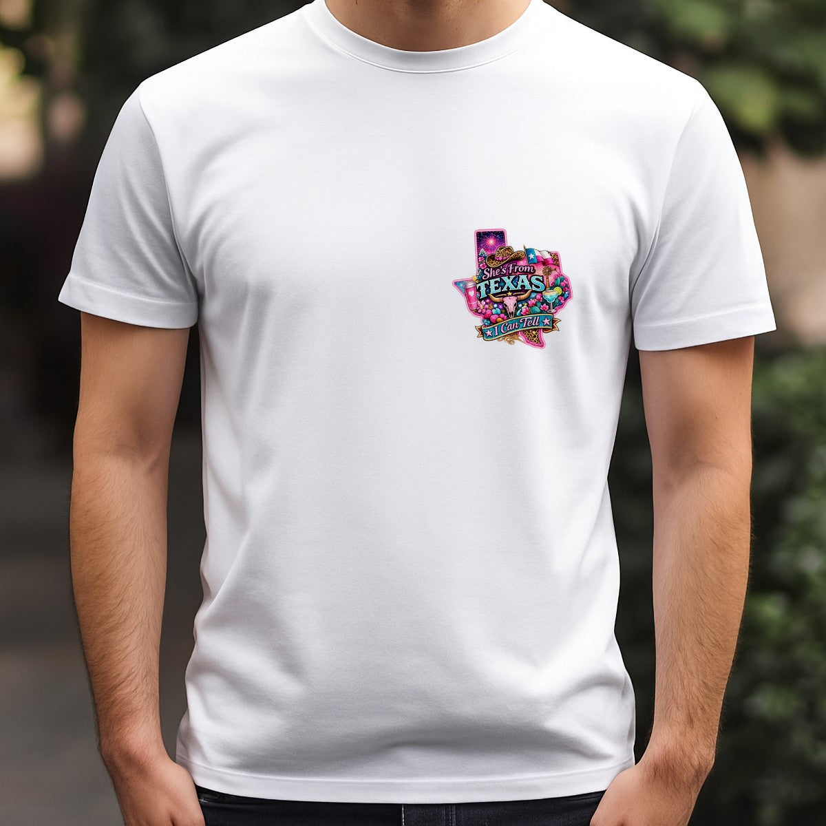 DTF Heat Transfer She’s From Texas I Can Tell Western Cow Skull and Cactus Graphic for T Shirts Hoodies and Tote Bags - 5