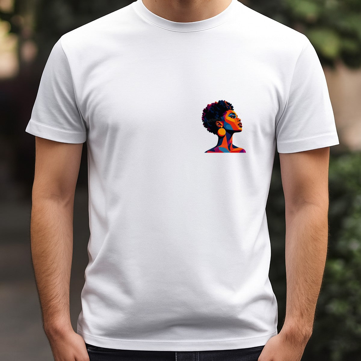 DTF Transfer Afro Woman Portrait Color Block Art Graphic for T Shirts Hoodies and Tote Bags - 5