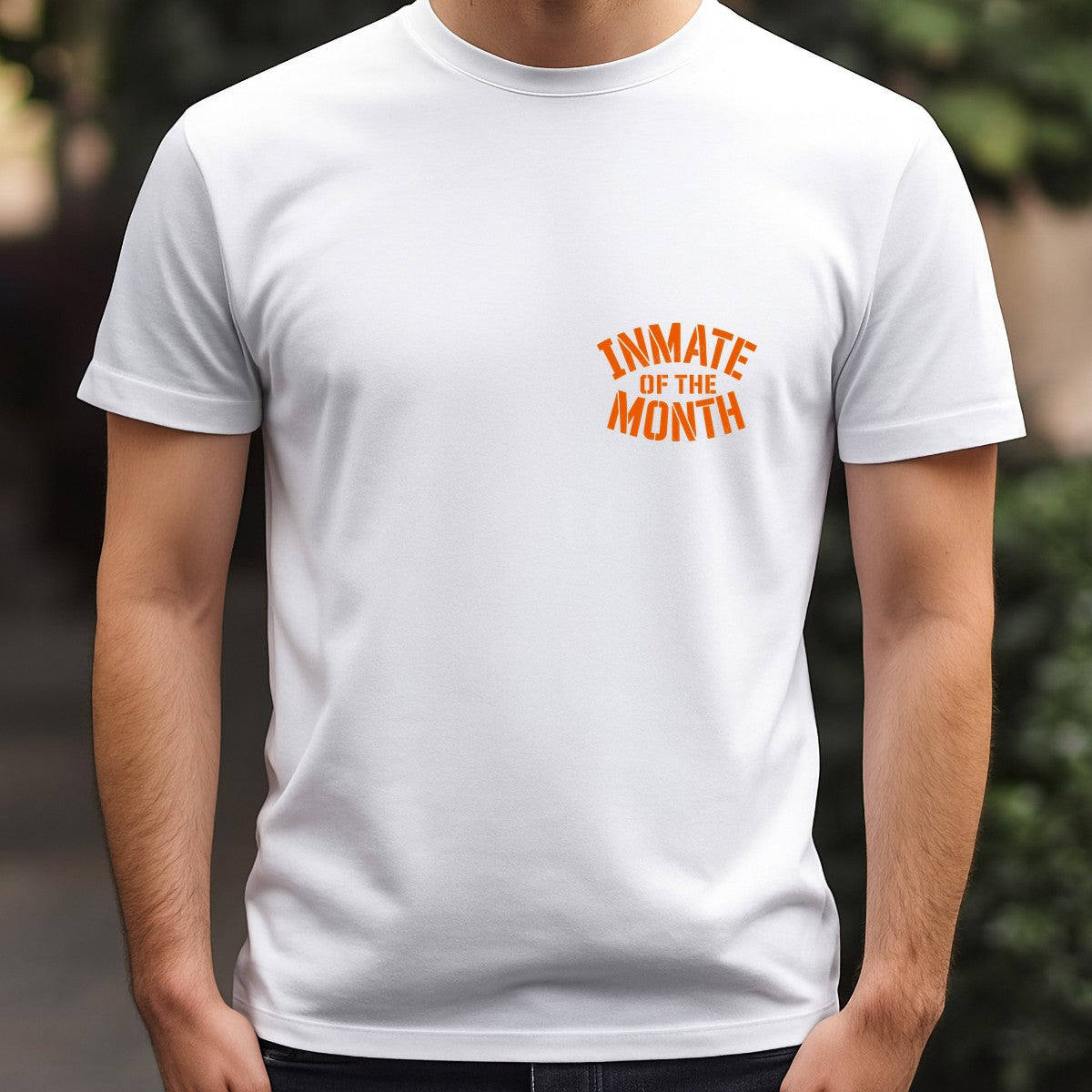 Funny Graphic Transfer Inmate of the Month Bold Orange Jail Quote for T Shirts Hoodies and Gifts - 5