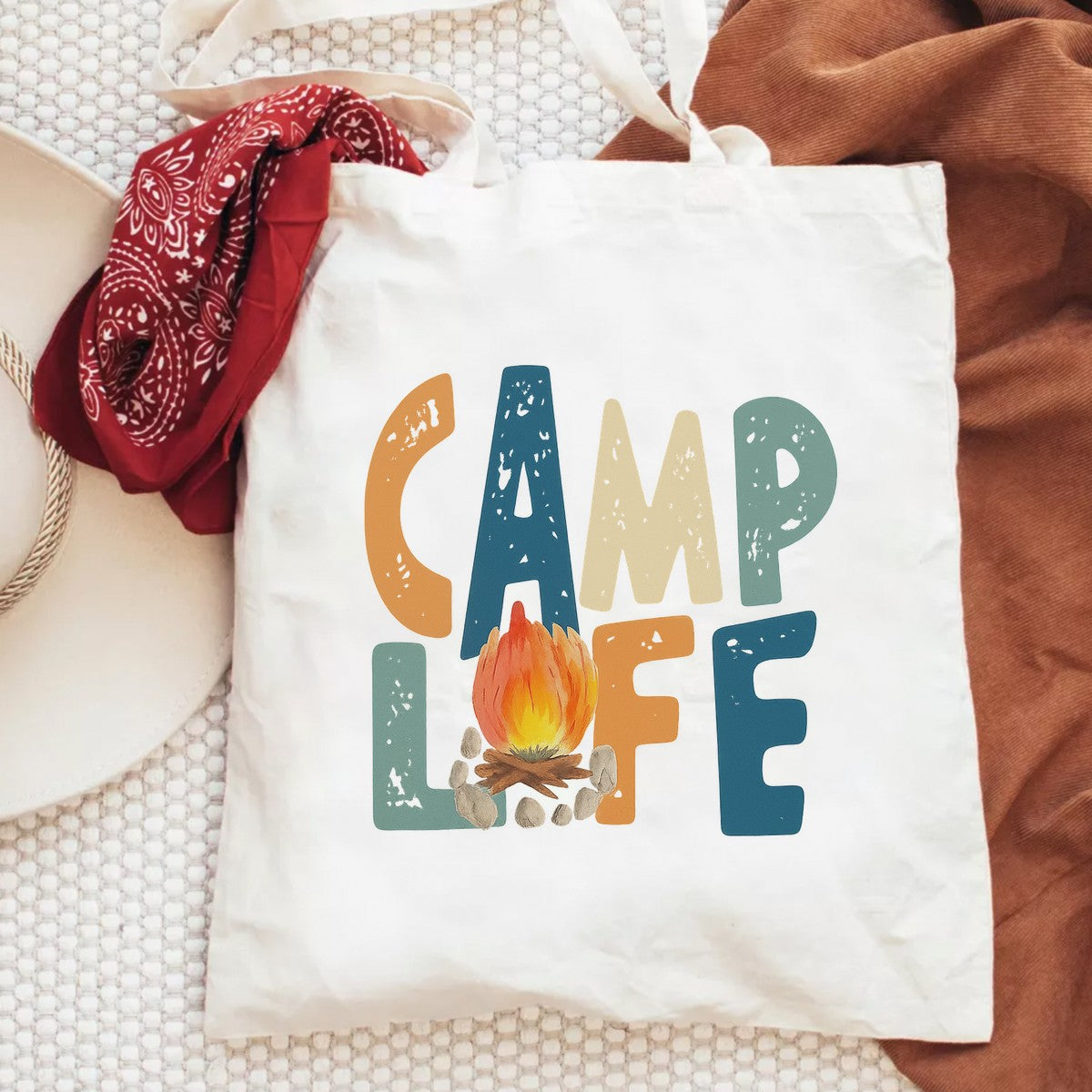 DTF Heat Transfer Iron On Sticker Camp Life with Campfire Graphic for Outdoor Adventure T Shirts Hoodies Bags and Home Decor - 6