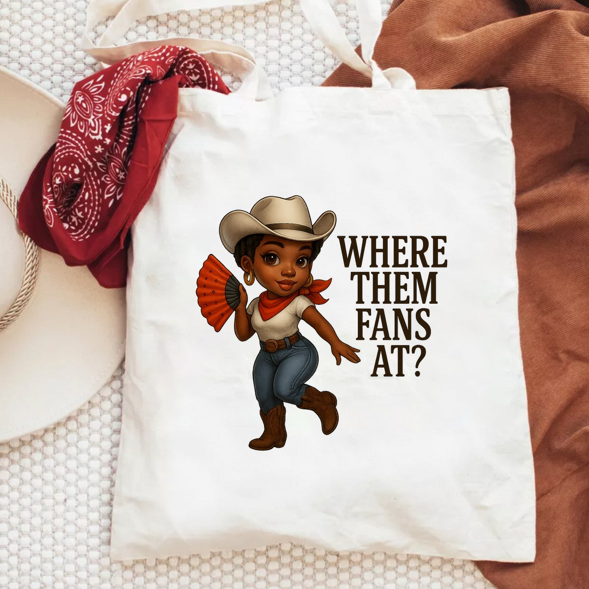 DTF Heat Transfer Iron On Sticker Western Cowgirl Holding Fan with Classic Cowboy Hat and Boots Graphic for DIY T Shirts Jackets Bags and Home Decor - 6
