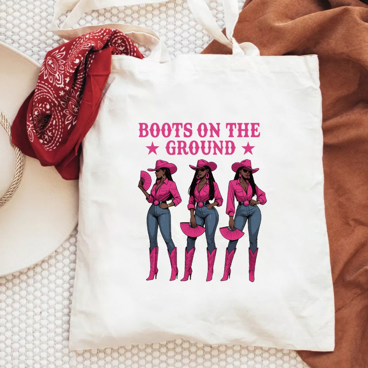 DTF Heat Transfer Iron On Sticker Boots On The Ground Western Cowgirl Style Pink Shirt and Jeans for Apparel Bags Jackets and Home Decor - 6