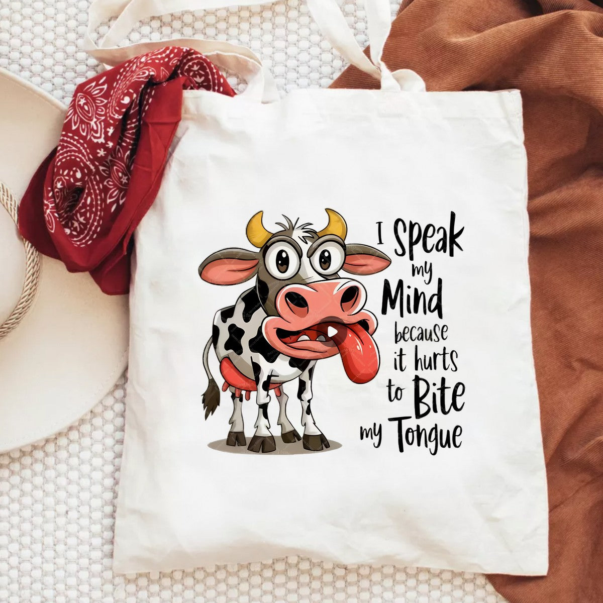 DTF Heat Transfer Iron On Sticker Funny Cow Cartoon with I Speak My Mind Quote for T Shirts Hoodies Bags and Home Decor - 6