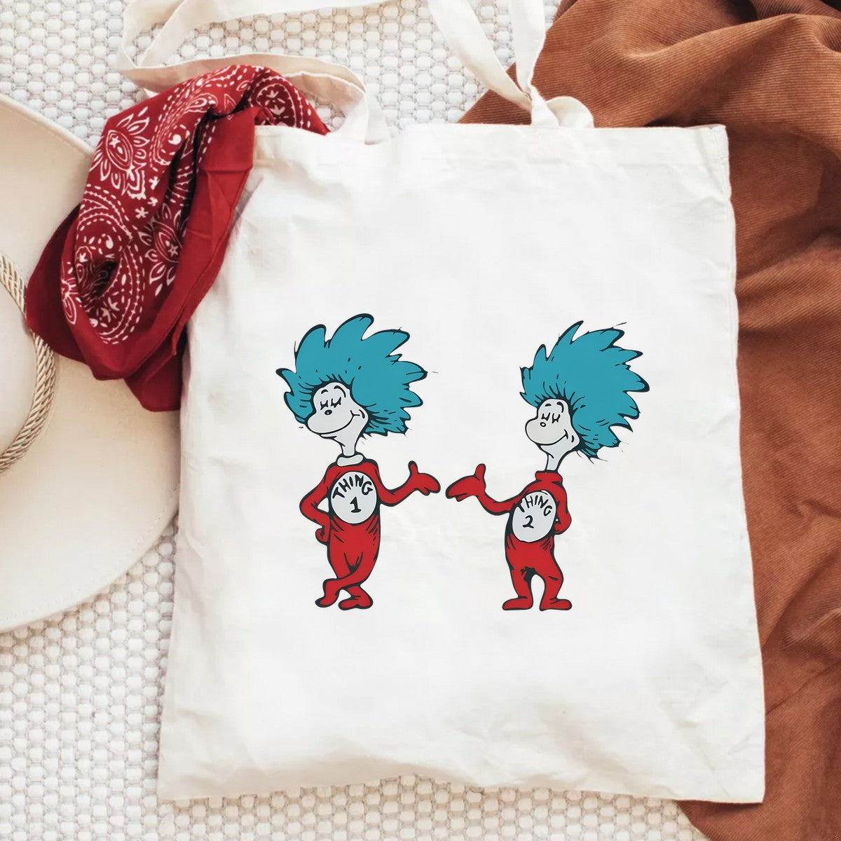 DTF Heat Transfer Iron On Sticker Thing One and Thing Two Characters in Red Suits for Halloween Party Favors T Shirts Hoodies Bags and Home Decor - 6