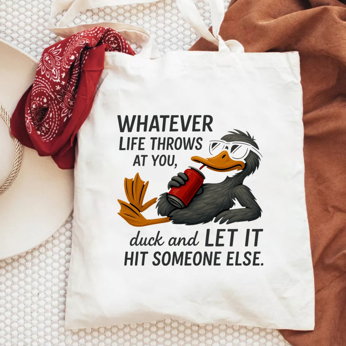 DTF Heat Transfer Iron On Sticker Relaxed Duck with Soda Can Funny Quote for T Shirts Hoodies Tote Bags Aprons Home Decoration and Family Celebration - 6