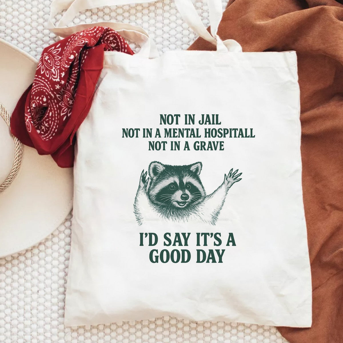 DTF Heat Transfer Iron On Sticker Cheeky Raccoon with Humorous Quote for Fall Apparel and Home Decor - 6