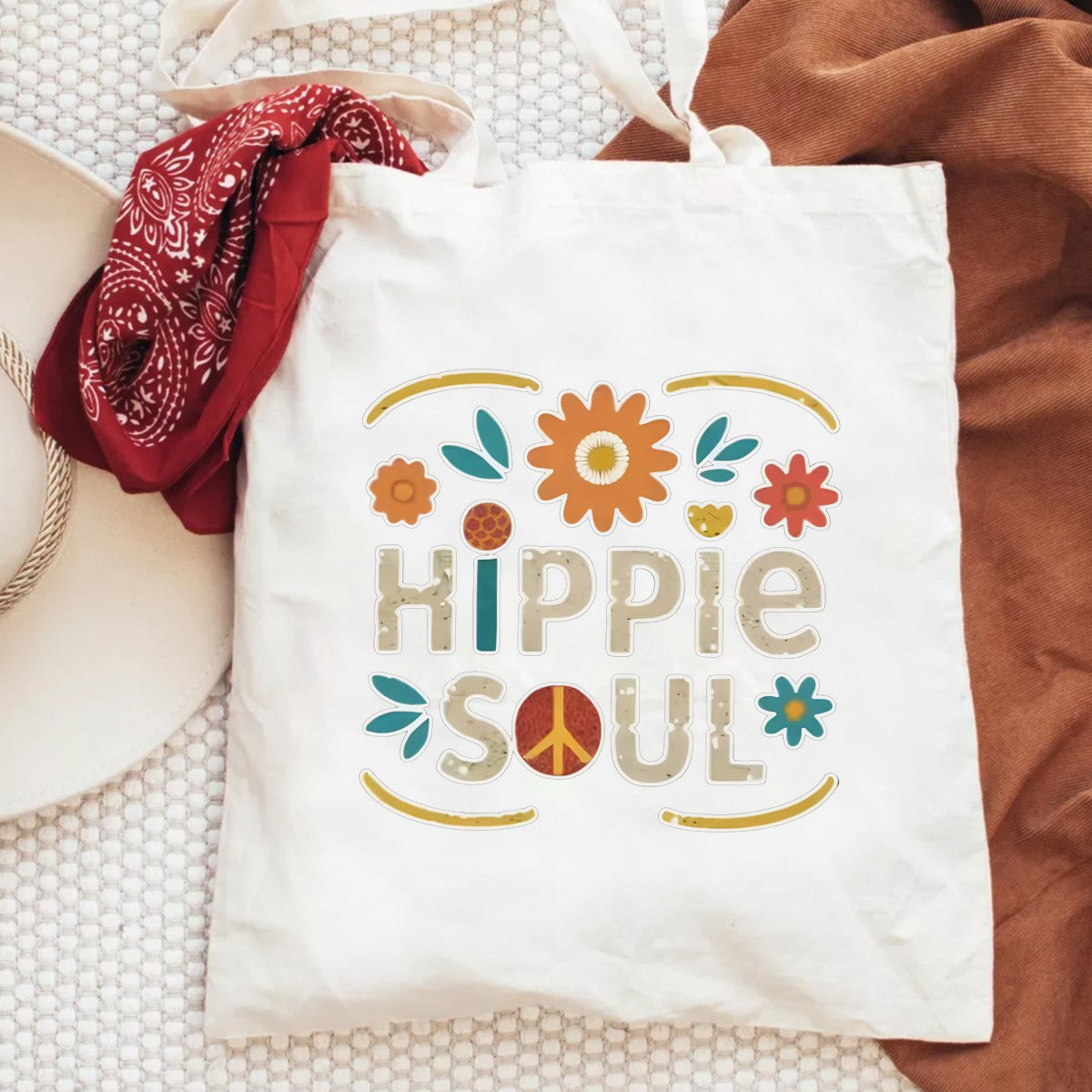 DTF Heat Transfer Iron On Sticker Hippie Soul Retro Floral Pattern for Apparel Bags Jackets and Home Decor - 6