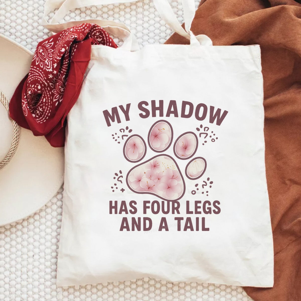 DTF Heat Transfer Iron On Sticker Iron On Transfers for T Shirts Floral Pet Paw Print My Shadow Has Four Legs and a Tail Design for Animal Lovers Apparel - 6