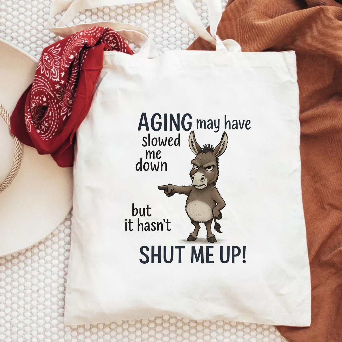 DTF Heat Transfer Iron On Sticker Cute Donkey Character with Funny Aging Quote for Apparel Bags Jackets and Home Decor - 6