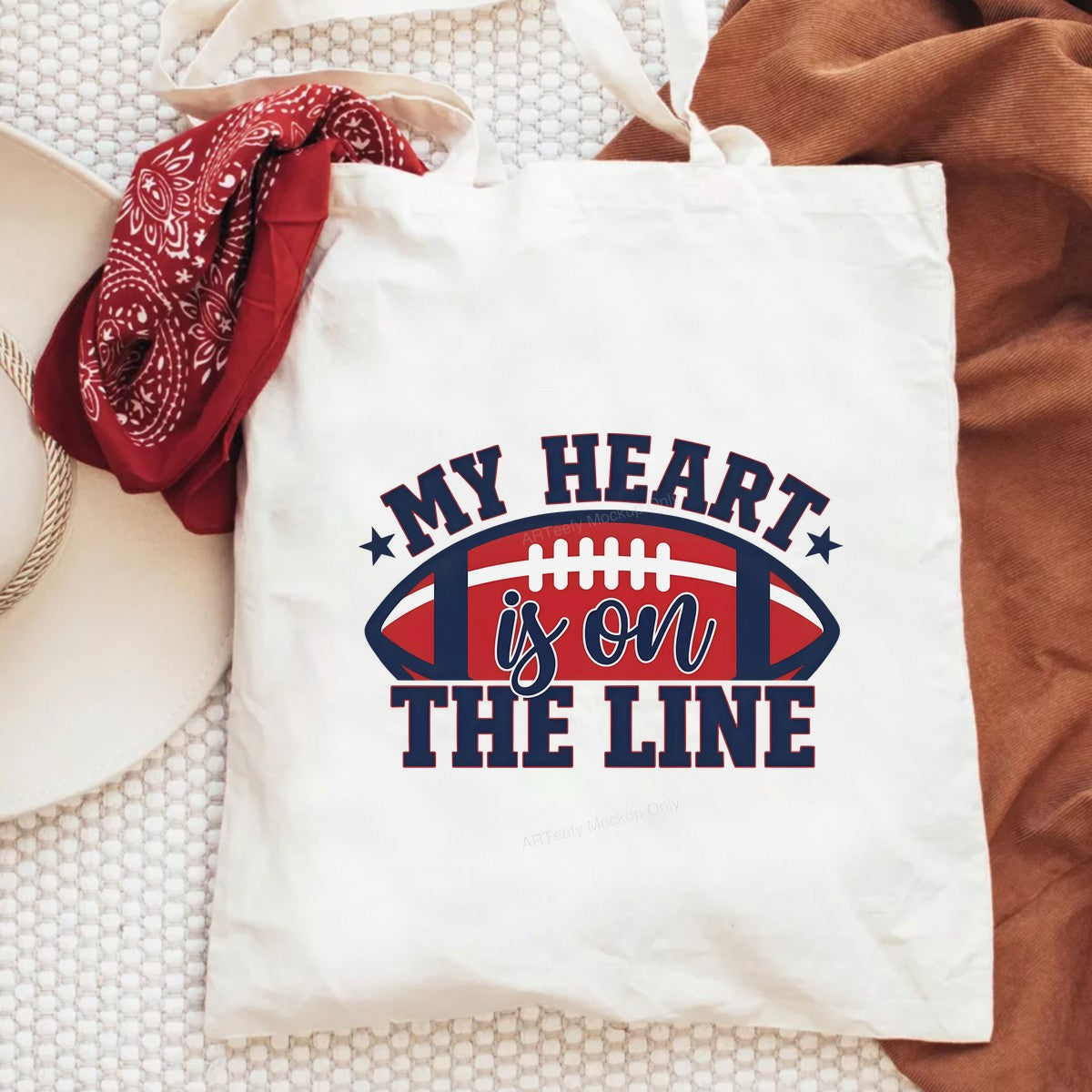 DTF Heat Transfer Iron On Sticker Iron On Transfers for T Shirts Football Theme My Heart is on the Line Design for Sports Apparel Local Warehouse - 6