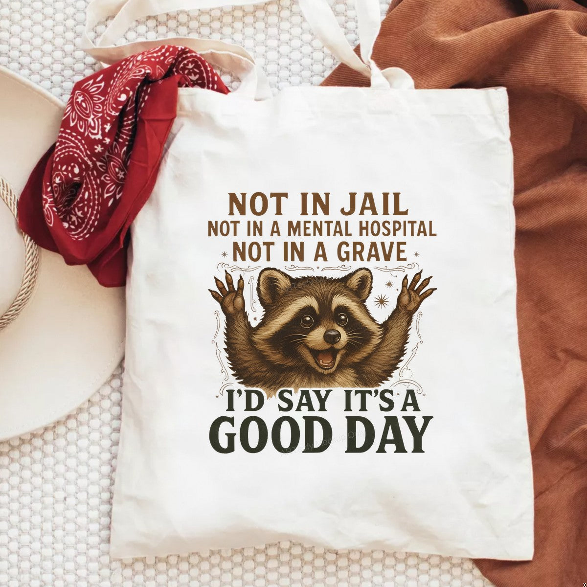 DTF Heat Transfer Iron On Sticker Iron On Transfers for T Shirts Funny Raccoon Design Good Day Quote for Casual Wear Local Warehouse - 6