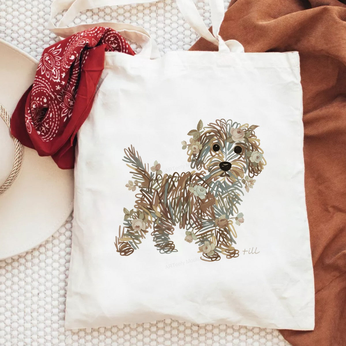 DTF Heat Transfer Iron On Sticker DTF Transfers Ready to Press Floral Dog Sketch Art for T Shirts Hoodies Local Warehouse Clearance - 6