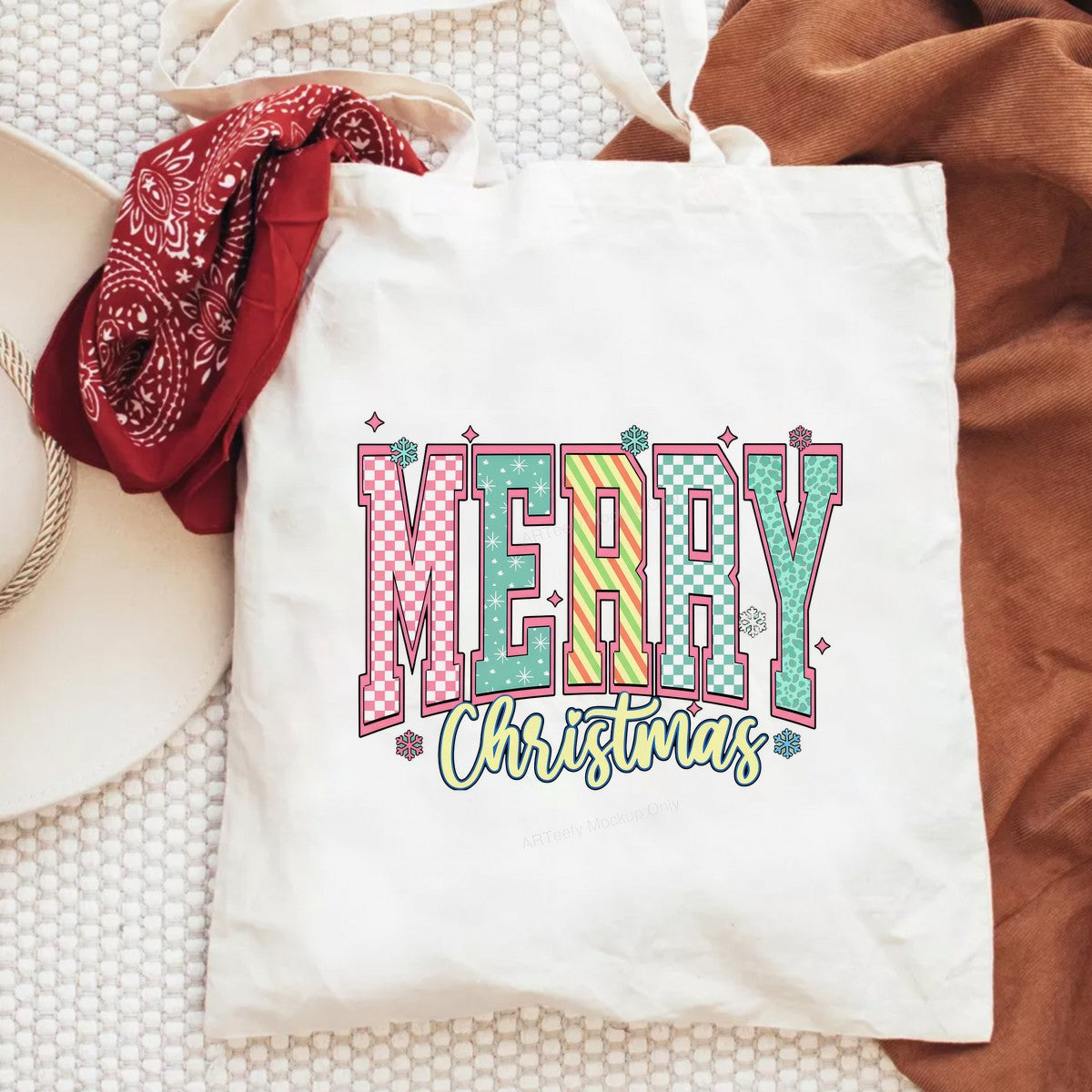 DTF Heat Transfer Iron On Sticker Heat Transfer Designs Ready to Press Merry Christmas Lettering Colorful Patterns for Holiday Apparel Decorations Clearance - 6