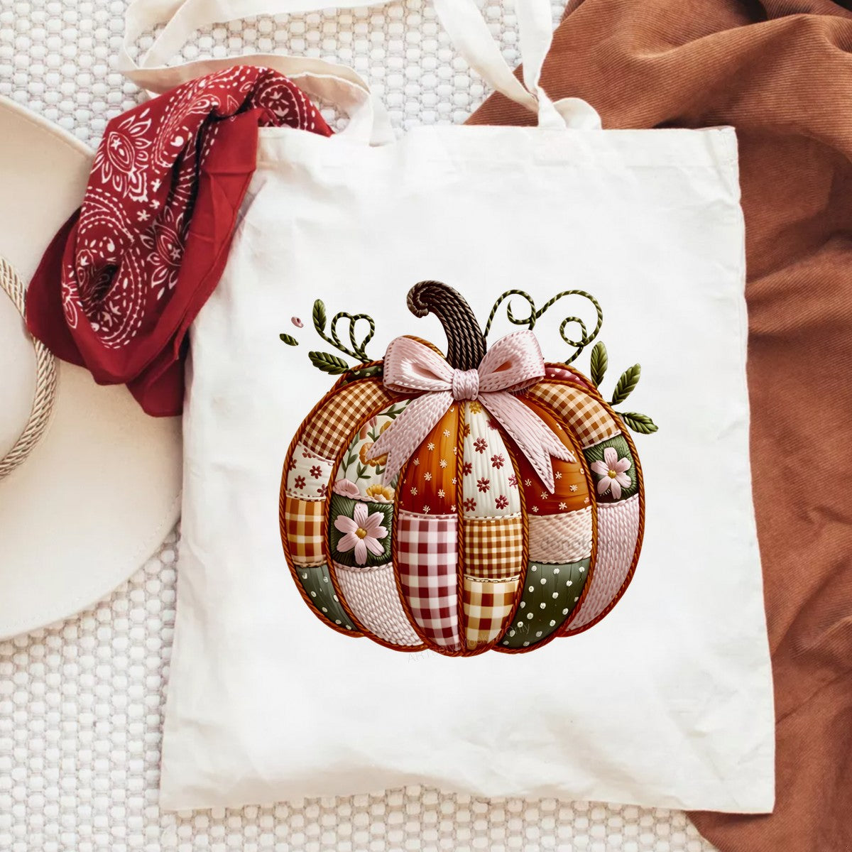 DTF Heat Transfer Iron On Sticker Heat Transfer Designs Ready to Press Patchwork Pumpkin with Floral Pattern for Fall Decorations Thanksgiving Iron On Heat Transfers Clearance - 6