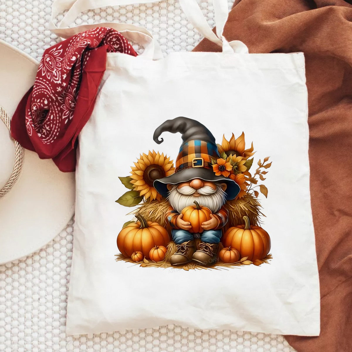 DTF Heat Transfer Iron On Sticker Heat Transfer Designs Ready to Press Autumn Gnome with Pumpkin Sunflower for Fall Decorations Local Warehouse - 6