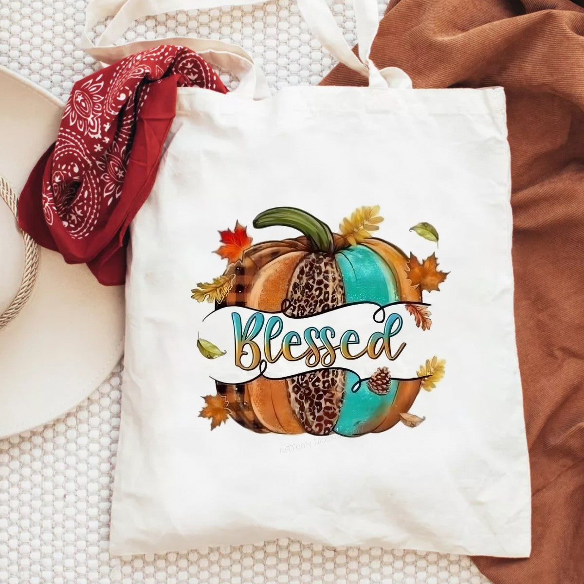 DTF Heat Transfer Iron On Sticker Heat Transfer Designs Ready to Press Blessed Pumpkin with Leopard Print Fall Theme for Thanksgiving Apparel Local Warehouse - 6