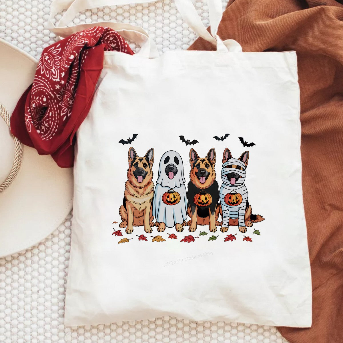 DTF Heat Transfer Iron On Sticker Iron On Transfers for T Shirts Halloween German Shepherd Ghost Mummy Design for Party Wear Local Warehouse - 6