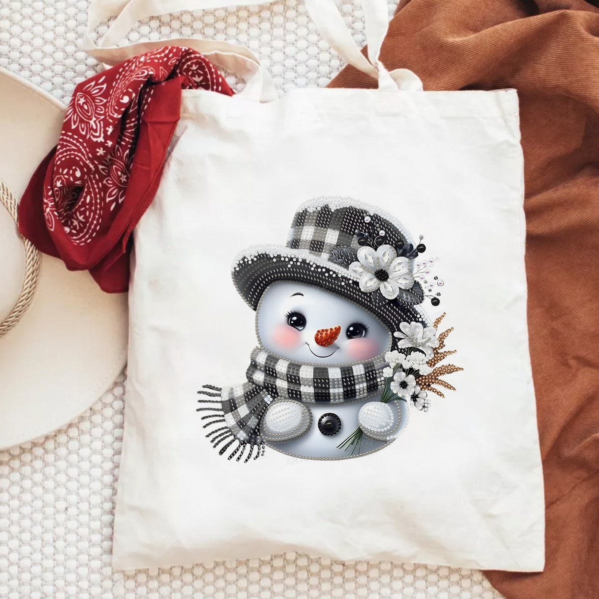 DTF Heat Transfer Iron On Sticker Heat Transfer Designs Ready to Press Snowman with Plaid Scarf and Floral Hat for Christmas Apparel Local Warehouse - 6