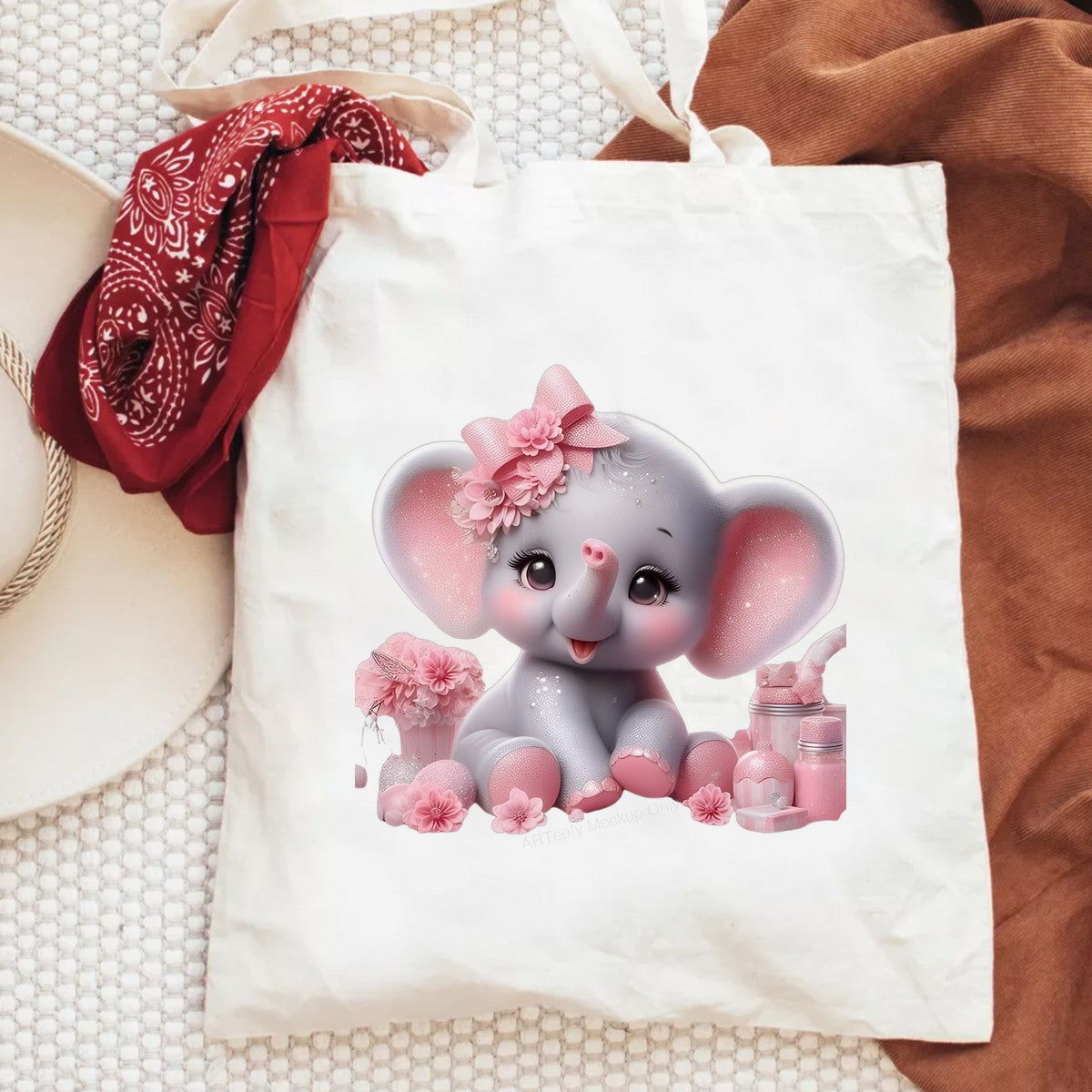 DTF Heat Transfer Iron On Sticker Iron On Transfers for T Shirts Cute Pink Elephant with Bows Flowers Perfect for Baby Shower Gifts Local Warehouse - 6