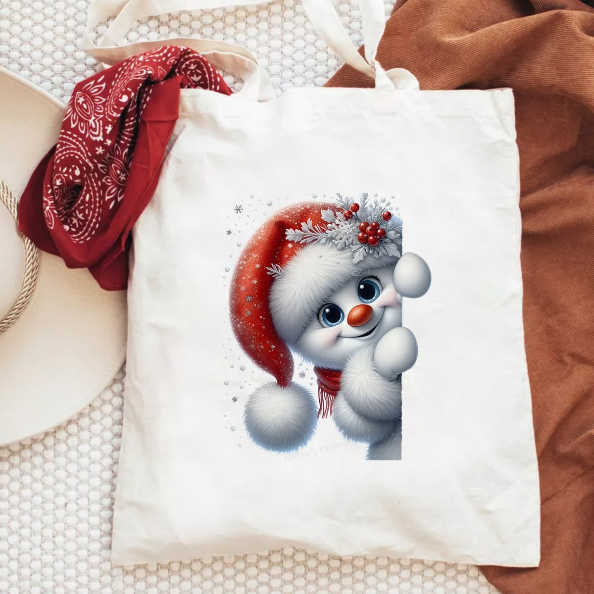 DTF Heat Transfer Iron On Sticker Heat Transfer Designs Ready to Press Snowman with Red Santa Hat Christmas Iron On for T Shirts Hoodies Local Warehouse - 6