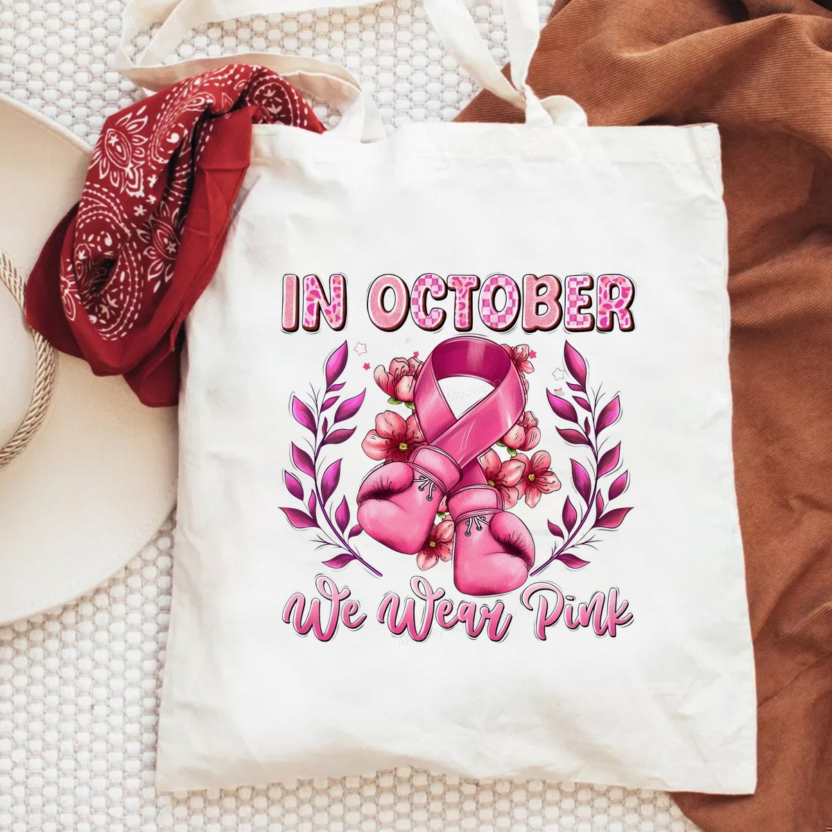 DTF Heat Transfer Iron On Sticker Iron On Heat Transfers Pink Ribbon Boxing Gloves Floral Design Breast Cancer Awareness Items Local Warehouse - 6