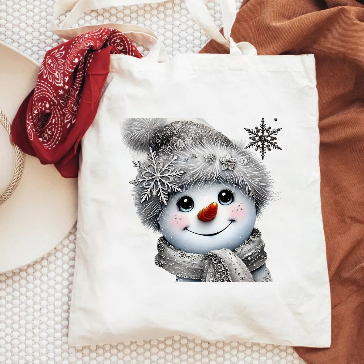 DTF Heat Transfer Iron On Sticker Heat Transfers Ready to Press Elegant Snowflake Winter Hat Scarf Design for Christmas Apparel Local Warehouse - 6