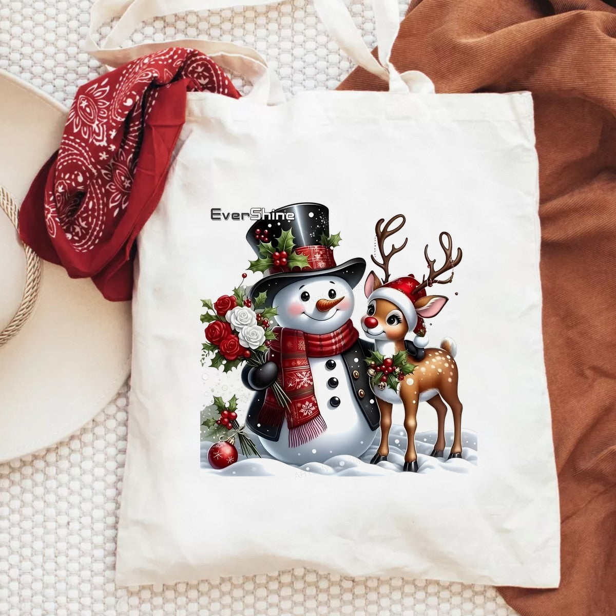 DTF Heat Transfer Iron On Sticker Heat Transfer Designs Ready to Press Snowman Reindeer Christmas Pattern for T Shirts Hoodies Local Warehouse - 6