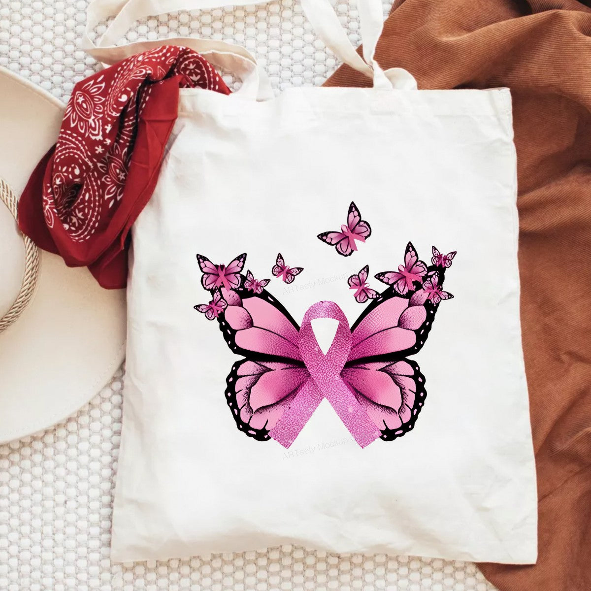 DTF Heat Transfer Iron On Sticker DTF Transfers Ready to Press Pink Butterfly Ribbon Design for Breast Cancer Awareness Items T Shirts Hoodies Clearance - 6