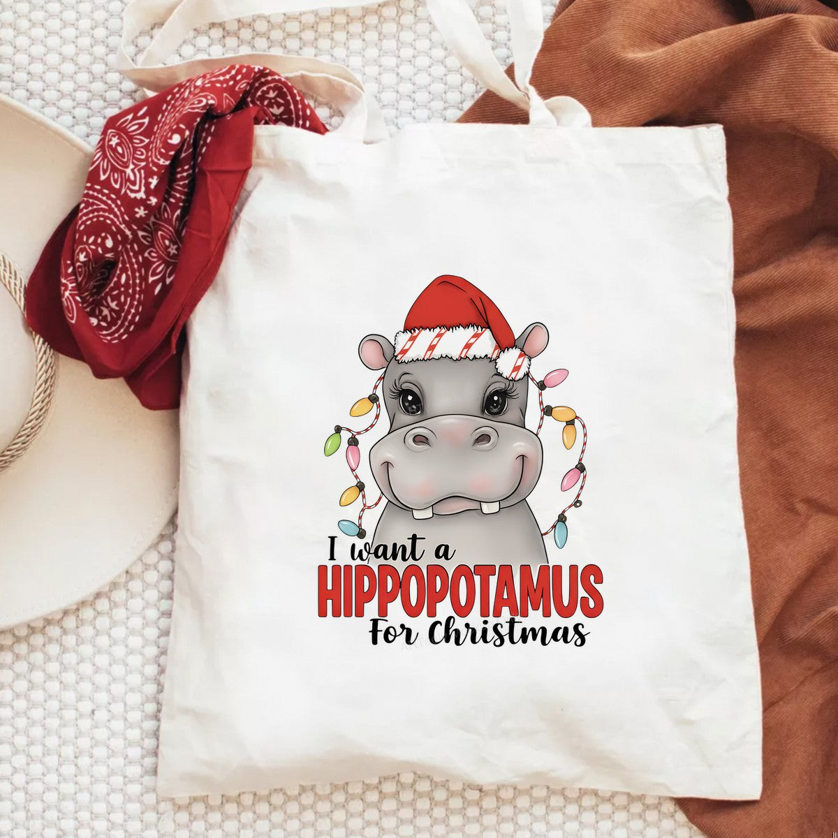 DTF Heat Transfer Iron On Sticker Iron On Transfers for T Shirts Christmas Hippopotamus Design with Santa Hat Lights for Holiday Apparel Gifts Clearance - 6
