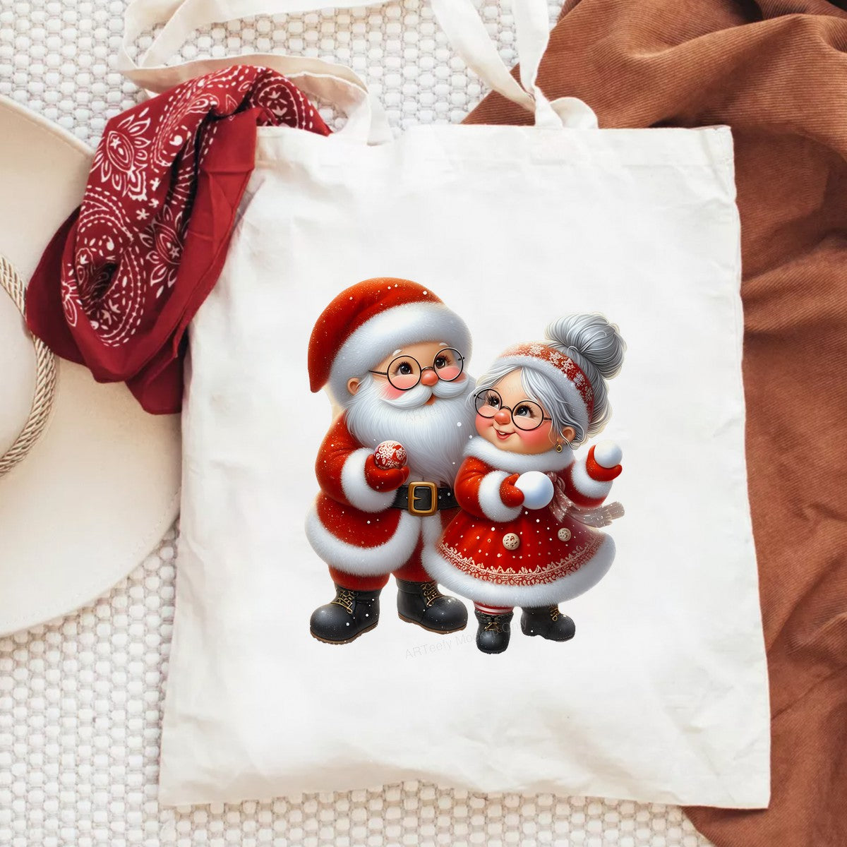 DTF Heat Transfer Iron On Sticker Heat Transfer Designs Ready to Press Christmas Santa Couple Playing Snowballs Iron On Patches for Holiday Shirts Local Warehouse - 6