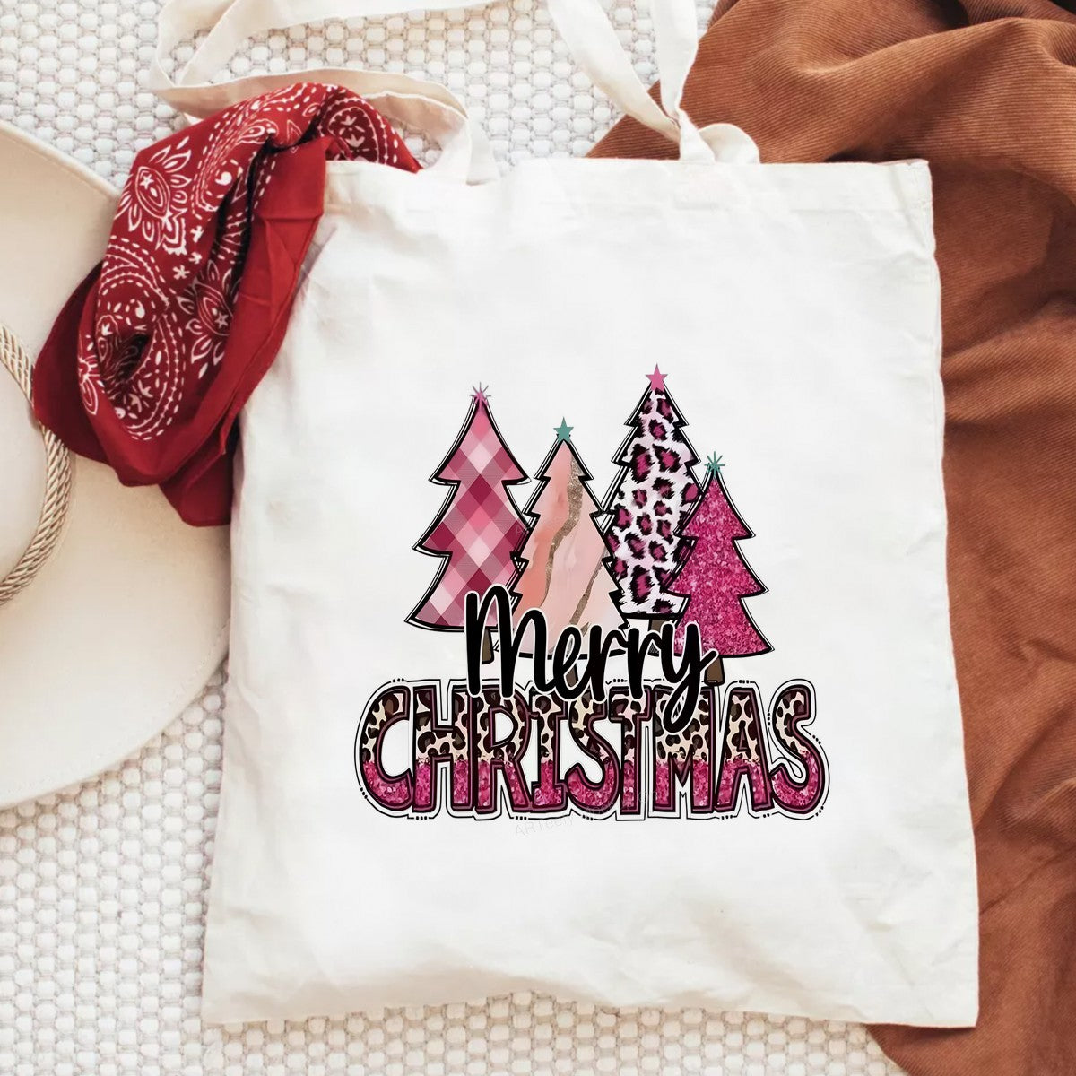 DTF Heat Transfer Iron On Sticker Iron On Heat Transfers Merry Christmas Leopard Plaid Tree Design for Holiday Apparel Local Warehouse - 6