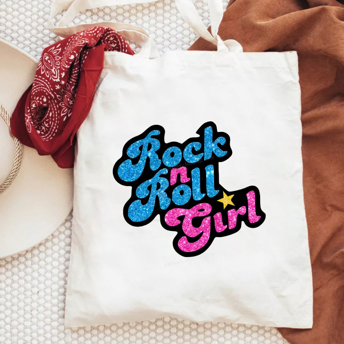 DTF Heat Transfer Iron On Sticker Iron On Heat Transfers Rock and Roll Glitter Lettering for T Shirts Hoodies Vintage Merchandise Clearance - 6
