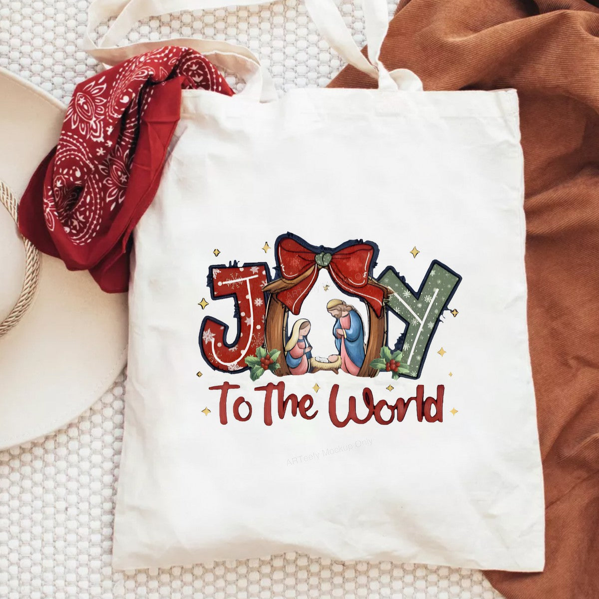 DTF Heat Transfer Iron On Sticker Heat Transfer Designs Ready to Press Christmas Joy Nativity Scene with Festive Bow for Holiday Apparel Clearance Local Warehouse - 6