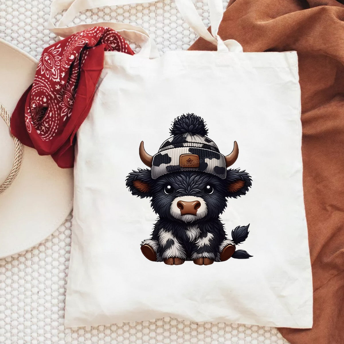 DTF Heat Transfer Iron On Sticker Iron On Transfers for T Shirts Cute Highland Cow with Winter Hat Animal Design for Apparel Home Decor Clearance - 6