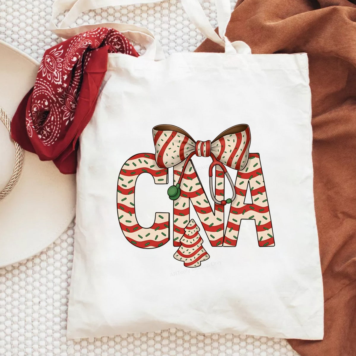 DTF Heat Transfer Iron On Sticker Iron On Transfers for T Shirts Festive CNA Christmas Stethoscope Design for Holiday Apparel Gifts Clearance - 6