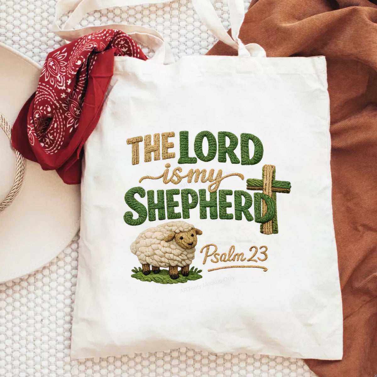 DTF Heat Transfer Iron On Sticker Iron On Heat Transfers Psalm 23 Sheep Cross Design for Religious Apparel Local Warehouse - 6
