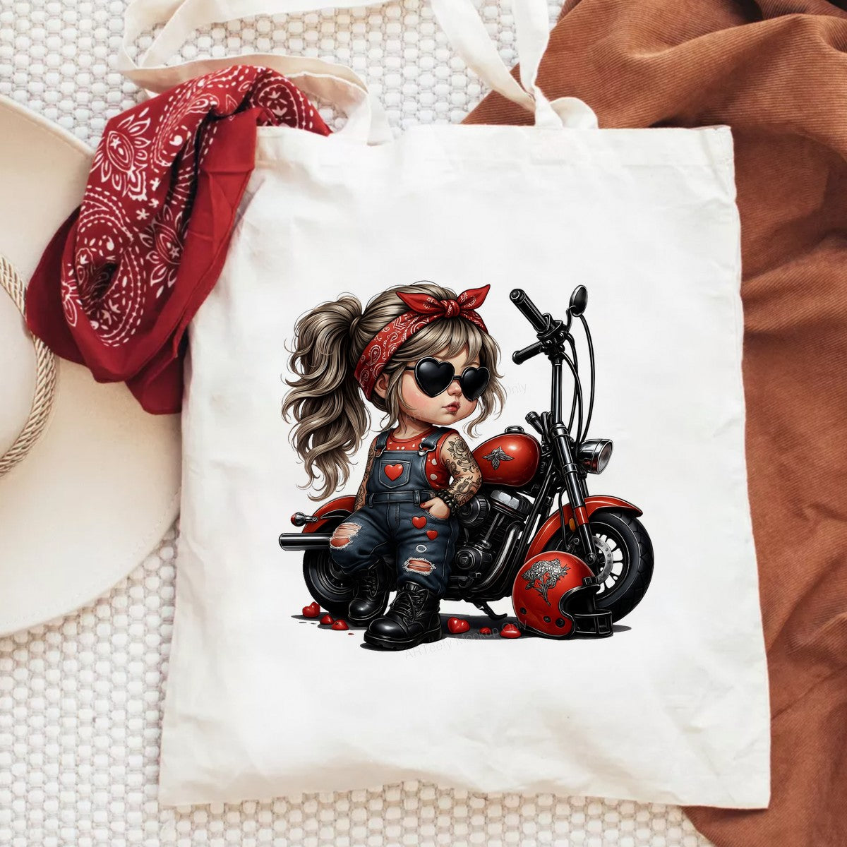 DTF Heat Transfer Iron On Sticker Red Motorcycle Style Heart Tattoos for Apparel Bags Jackets Clearance - 6