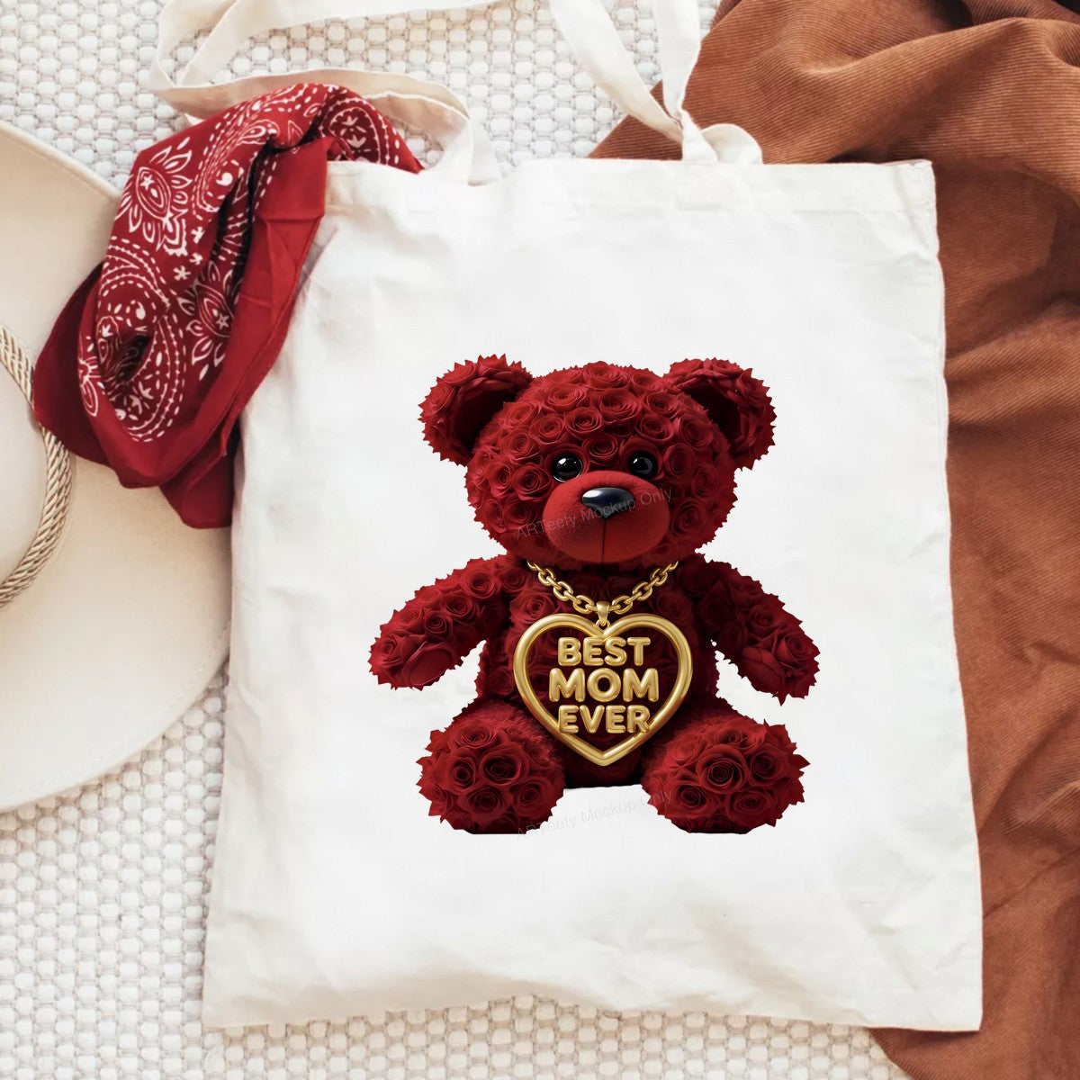 DTF Heat Transfer Iron On Sticker Iron On Heat Transfers Rose Teddy Bear Best Mom Ever Design for Mother Day Gifts T Shirts Hoodies Clearance - 6