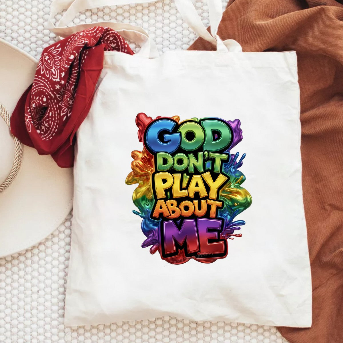 DTF Heat Transfer Iron On Sticker Iron On Heat Transfers Colorful God Don't Play About Me Design Spiritual Apparel Trend Clearance - 6