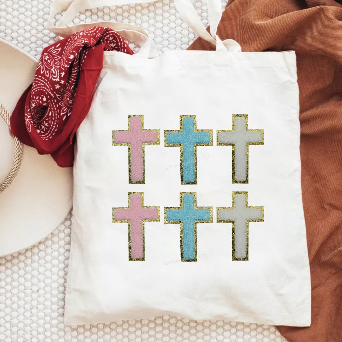 DTF Heat Transfer Iron On Sticker Iron On Heat Transfers Colorful Cross Design Religious Apparel Accessories Local Warehouse - 6