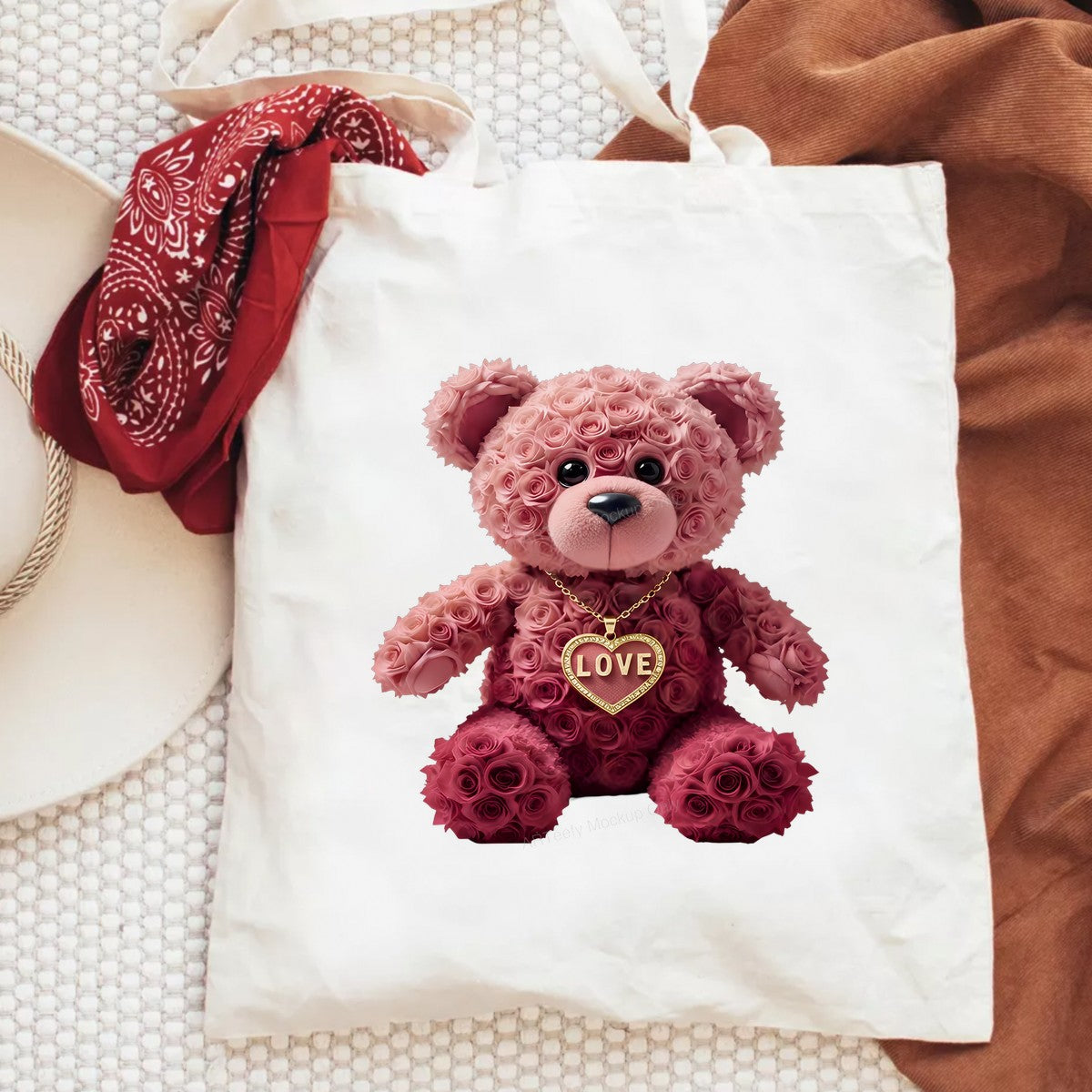 DTF Heat Transfer Iron On Sticker Iron On Heat Transfers Rose Teddy Bear Design Romantic Gift Ideas for Valentine Day Apparel Clearance - 6
