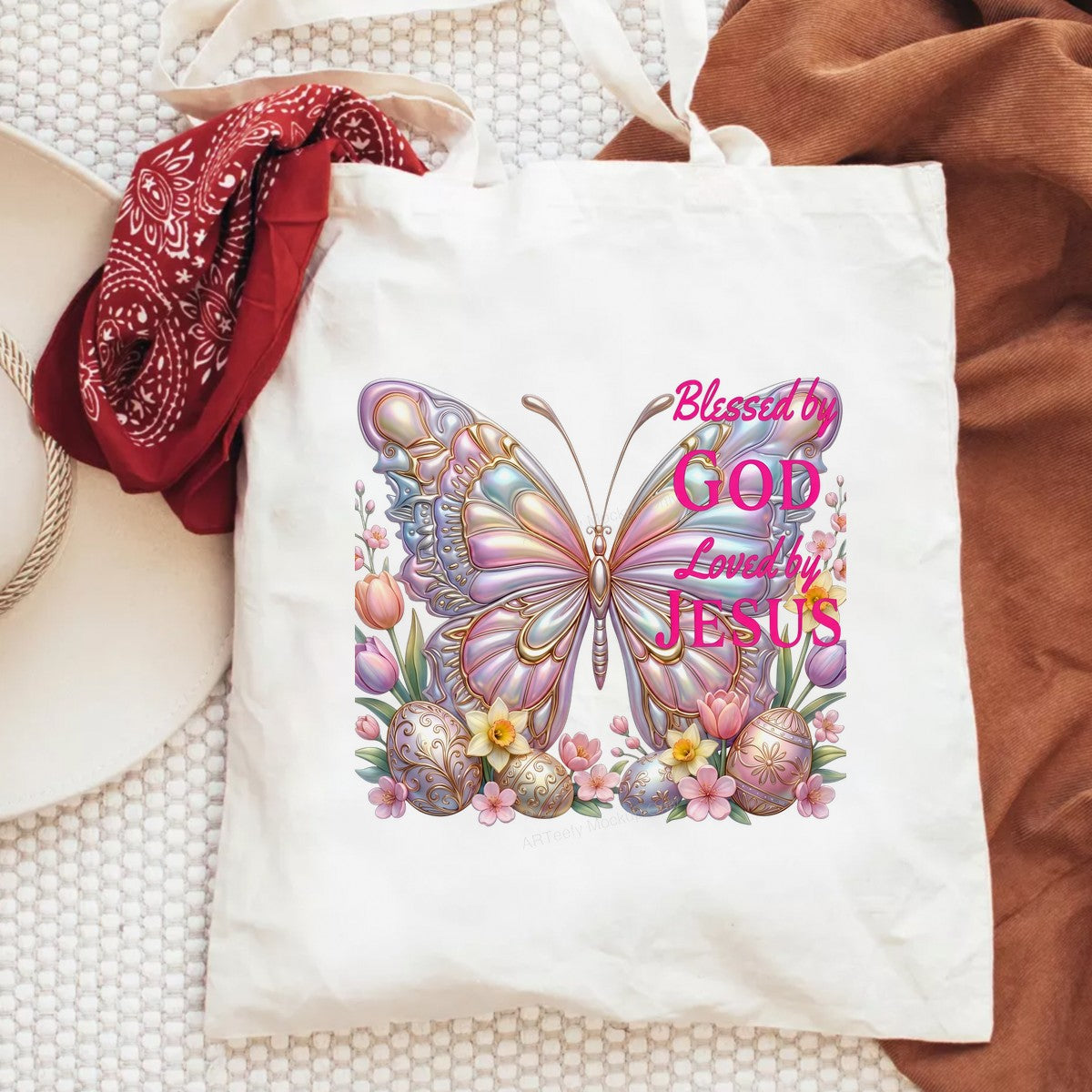 DTF Heat Transfer Iron On Sticker Iron On Heat Transfers Pastel Butterfly Floral Blessed by God Loved by Jesus Easter T Shirts Hoodies Clearance - 6