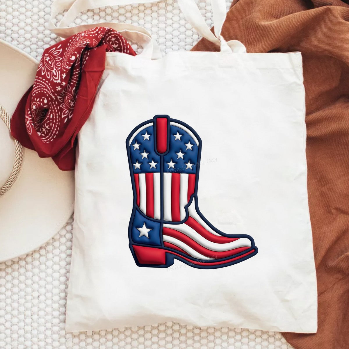 DTF Heat Transfer Iron On Sticker Iron On Heat Transfers Patriotic Cowboy Boot Design for Apparel Bags Jackets Local Warehouse - 6