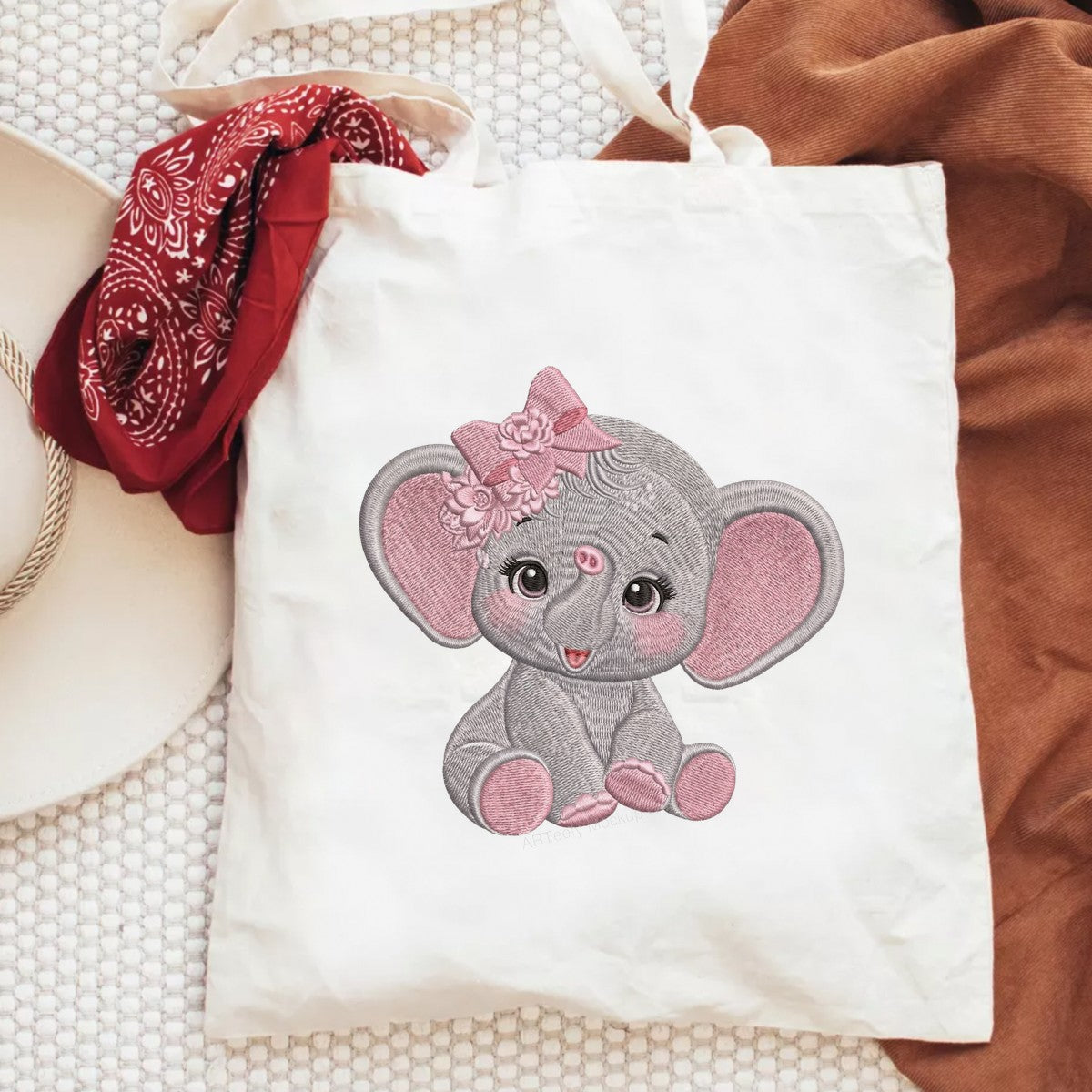 DTF Heat Transfer Iron On Sticker Iron On Transfers for T Shirts Cute Elephant Design Pink Bow Flowers Heat Press Ready for Apparel Bags Jackets Local Warehouse - 6