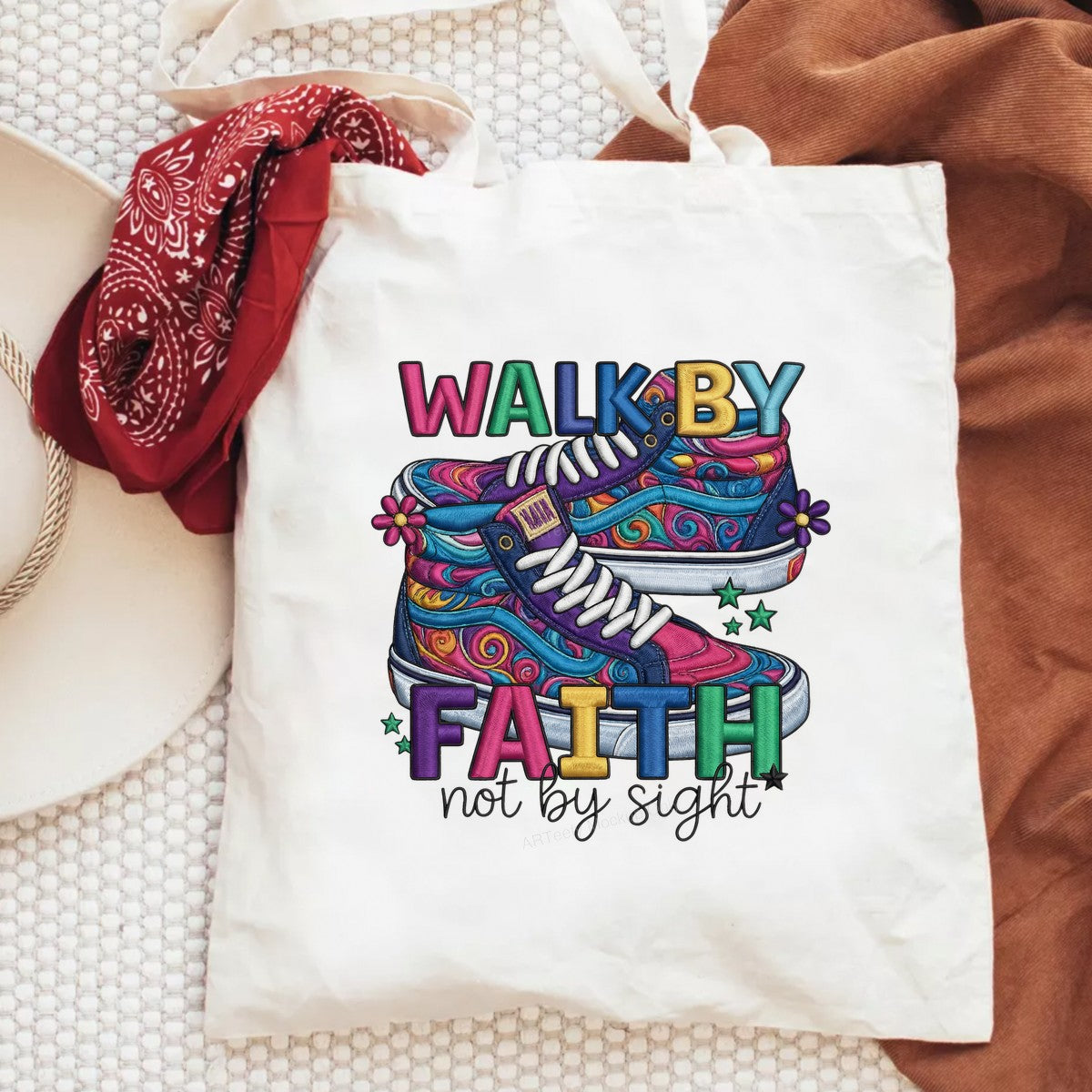 DTF Heat Transfer Iron On Sticker Iron On Heat Transfers Colorful Sneakers Design Faith Lettering for Apparel Bags Jackets Clearance - 6