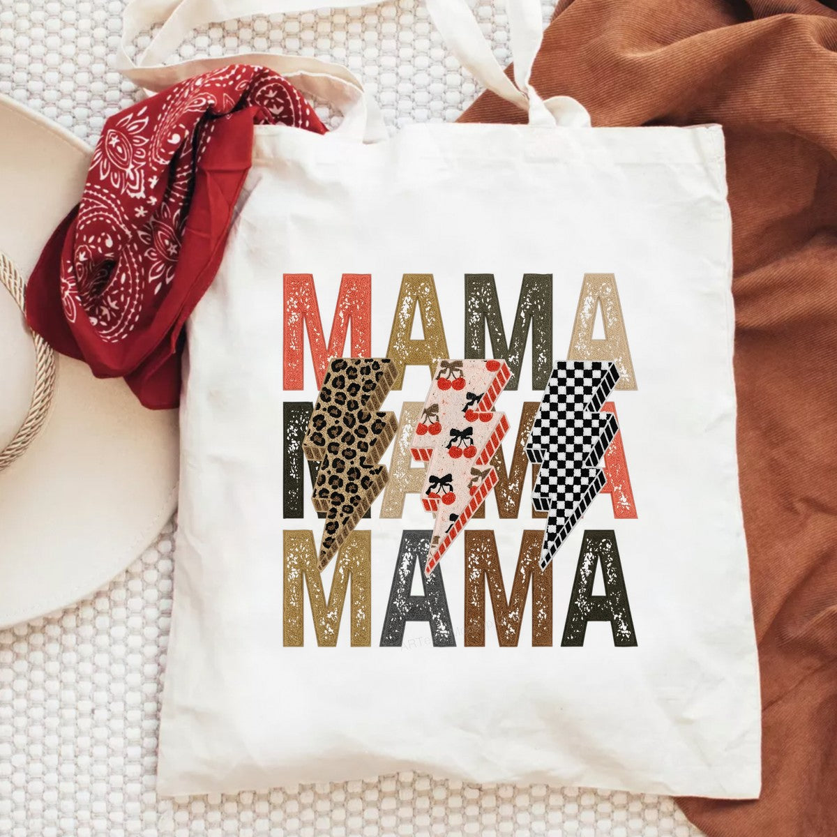 DTF Heat Transfer Iron On Sticker DTF Transfers Ready to Press Mama Lettering with Leopard Cherry Checker Patterns for T Shirts Hoodies Local Warehouse Clearance - 6